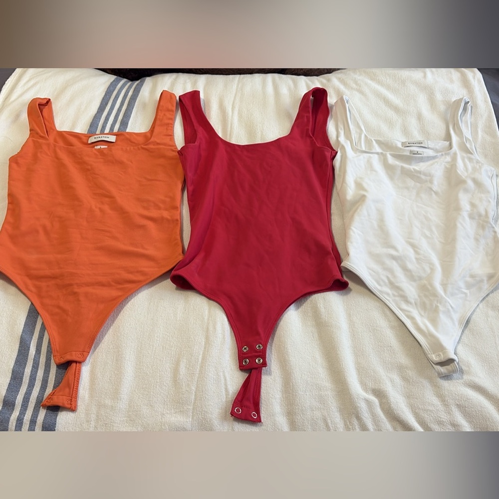 Aritzia Women's Bodysuit Set - Orange, Red, and White